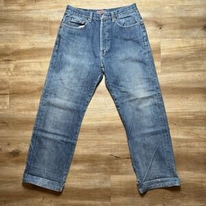 Selvedge Jeans Mens 31x29 Blue Straight Leg Medium Wash Made in Japan Denim